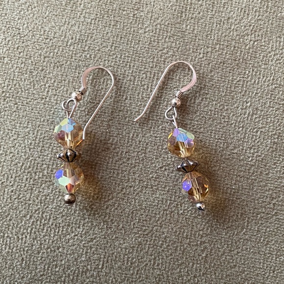 Yellow Crystal Earrings - Picture 2 of 4